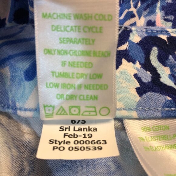 Lilly Pulitzer Blue & White Floral Straight Leg Pants Size 4 - Picture 6 of 6